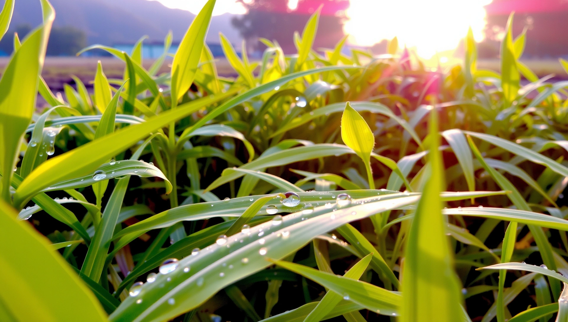 Lush green landscape with morning dew, symbolizing natural health