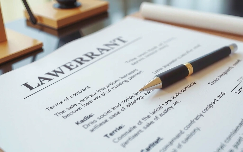Legal document with a pen, signing terms and conditions