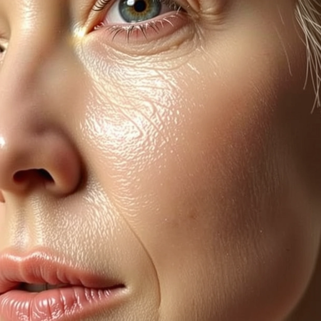 A smooth, radiant human skin texture with subtle glow, representing anti-aging effects.